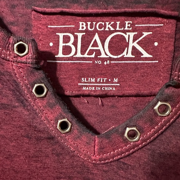 Buckle Black Burnout Men’s T-Shirts Maroon Size M - Picture 9 of 11